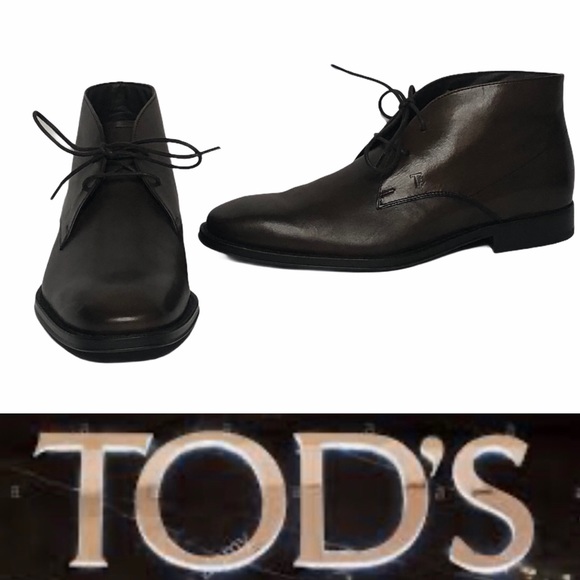 NEW Tod's Mens Brown Leather Laceup AnkleBoots 5.5 - Picture 3 of 16
